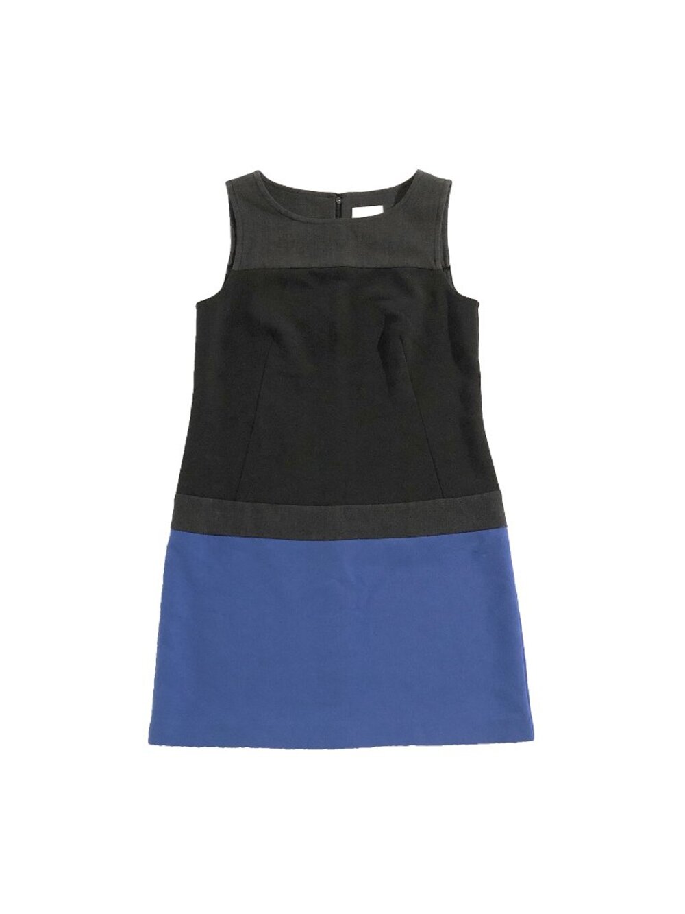 LOFT Dress Womens Sz 4 Color Block Gray Black Blue Sleeveless Knee Length Sheath